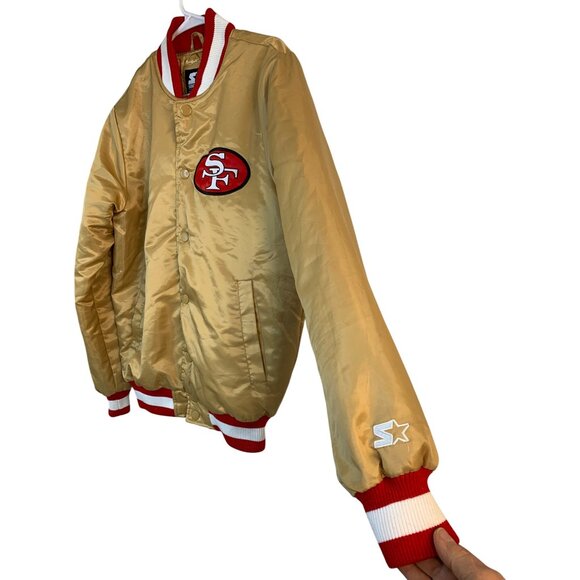 Vintage 49ers Gold Starter Black Label Jacket Red Trim Quilted Sz S 8684 EUC - Picture 7 of 10